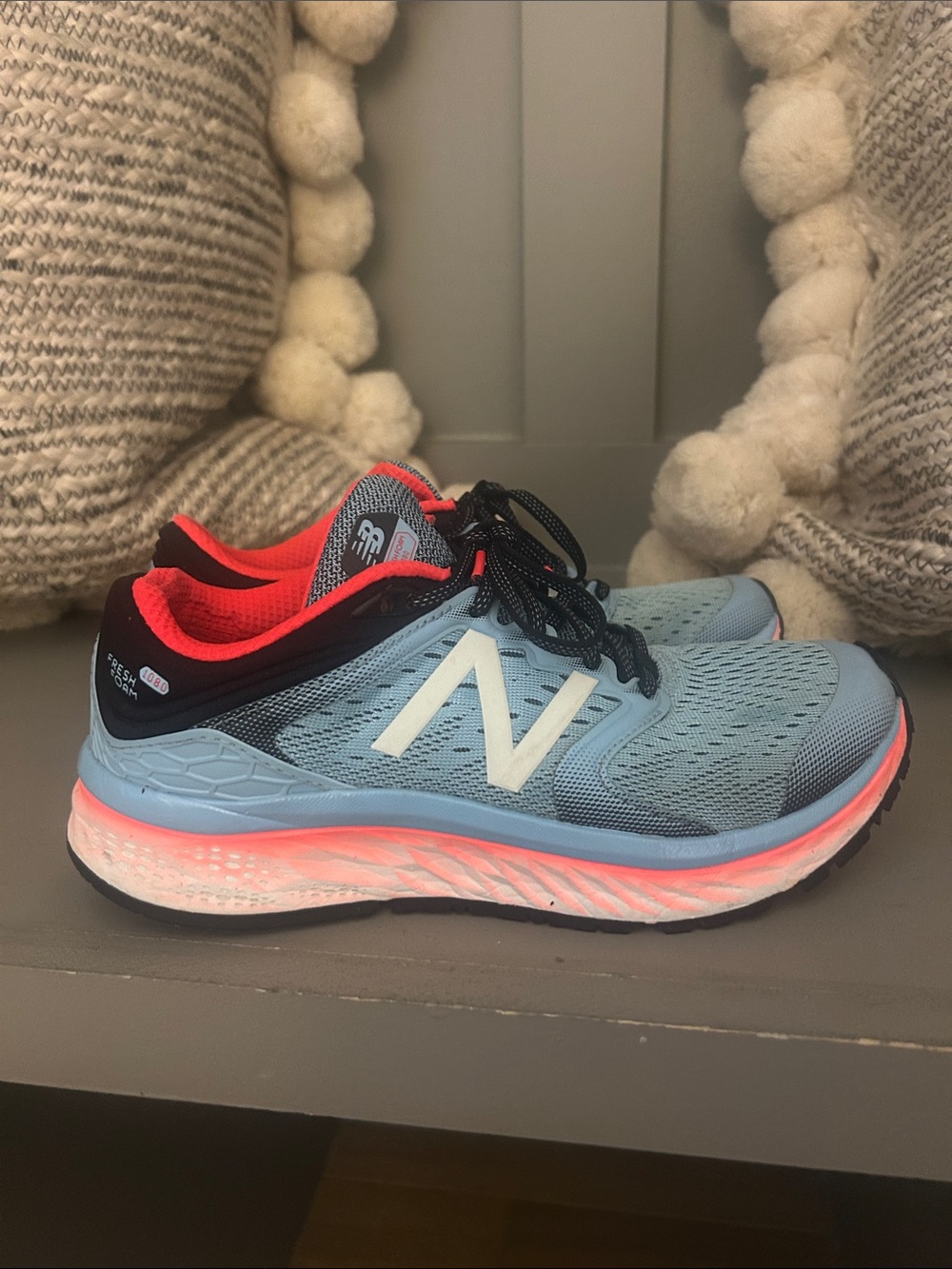 New Balance Womens 7.5 Running Shoes W1080CS8 Blue Black Pink Fresh Foam 1080 V8
